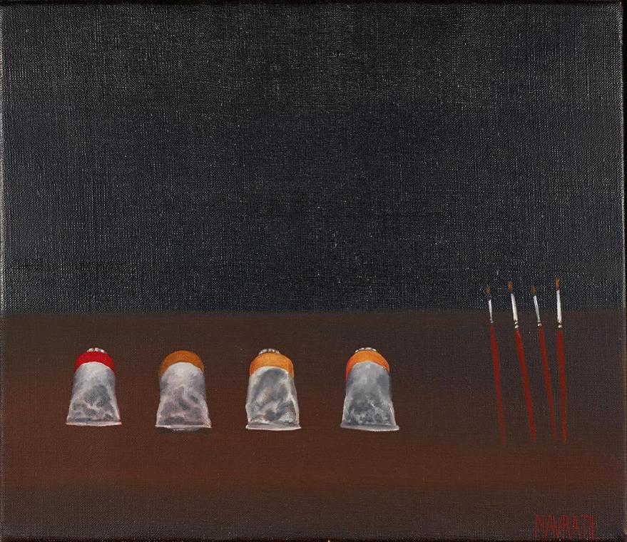 Walter Navratil, Maltuben, 1980, Öl auf Leinwand, 30 × 35 cm, Schenkung Sammlung Ploner, Belved…