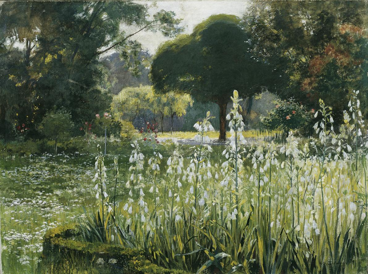 Hugo Charlemont, Sommerhyazinthen (Galtonien), um 1901, Öl auf Leinwand, 71 x 94 cm, Belvedere, ...