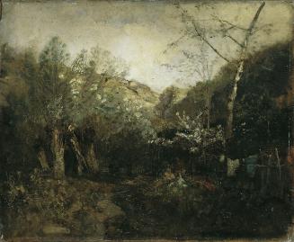 Emil Jakob Schindler, Partie bei Haslau an der Donau, um 1879-1880, Öl auf Leinwand, 50,5 x 62 …
