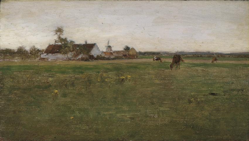 Eugen Jettel, Abendlandschaft, vor 1899, Öl auf Holz, 16,5 x 29 cm, Belvedere, Wien, Inv.-Nr. 3…