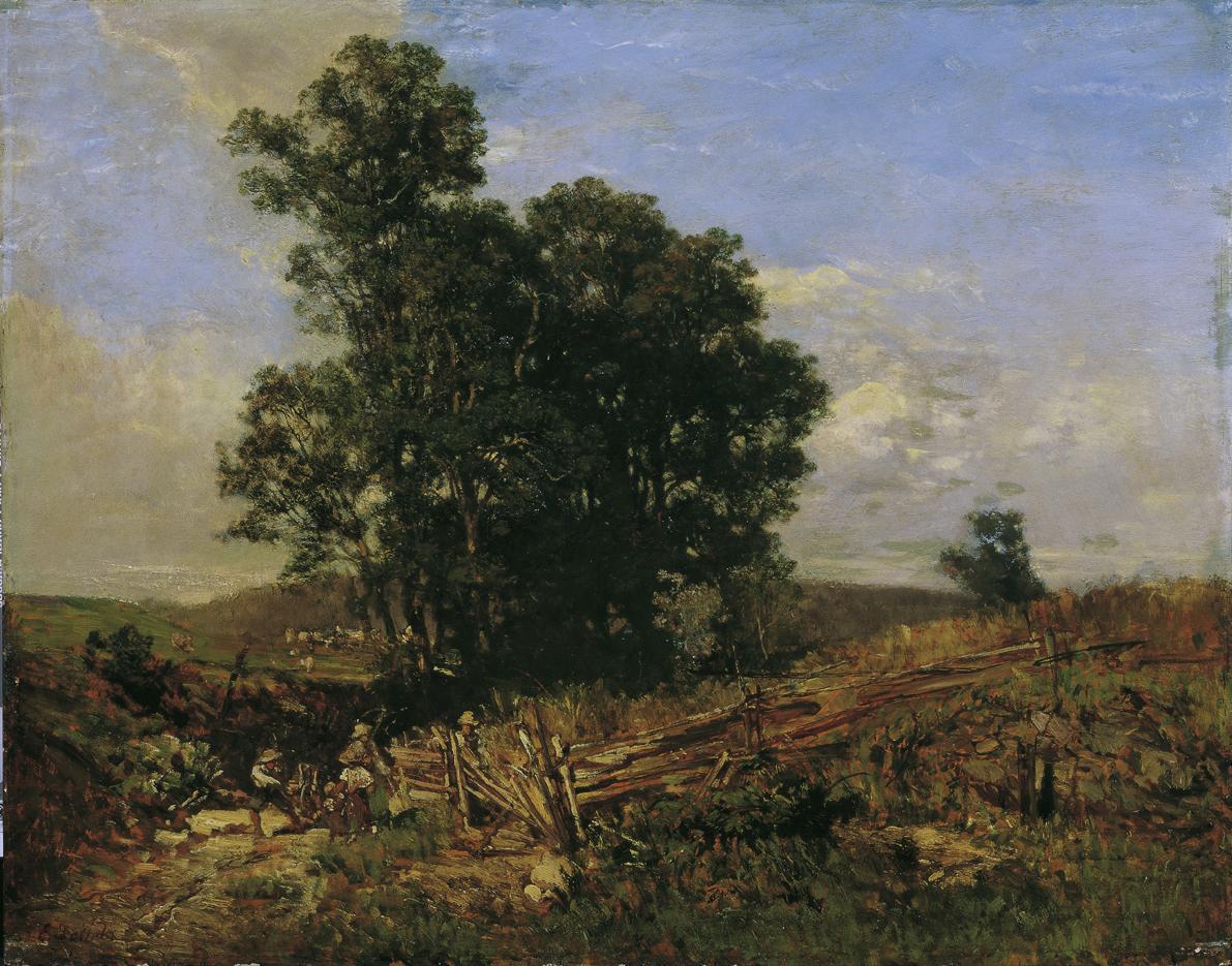 Eugen Jettel, Baumgruppe am Feldweg, um 1888, Öl auf Holz, 62 × 78,7 cm, Belvedere, Wien, Inv.-…