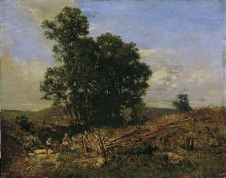 Eugen Jettel, Baumgruppe am Feldweg, um 1888, Öl auf Holz, 62 × 78,7 cm, Belvedere, Wien, Inv.-…