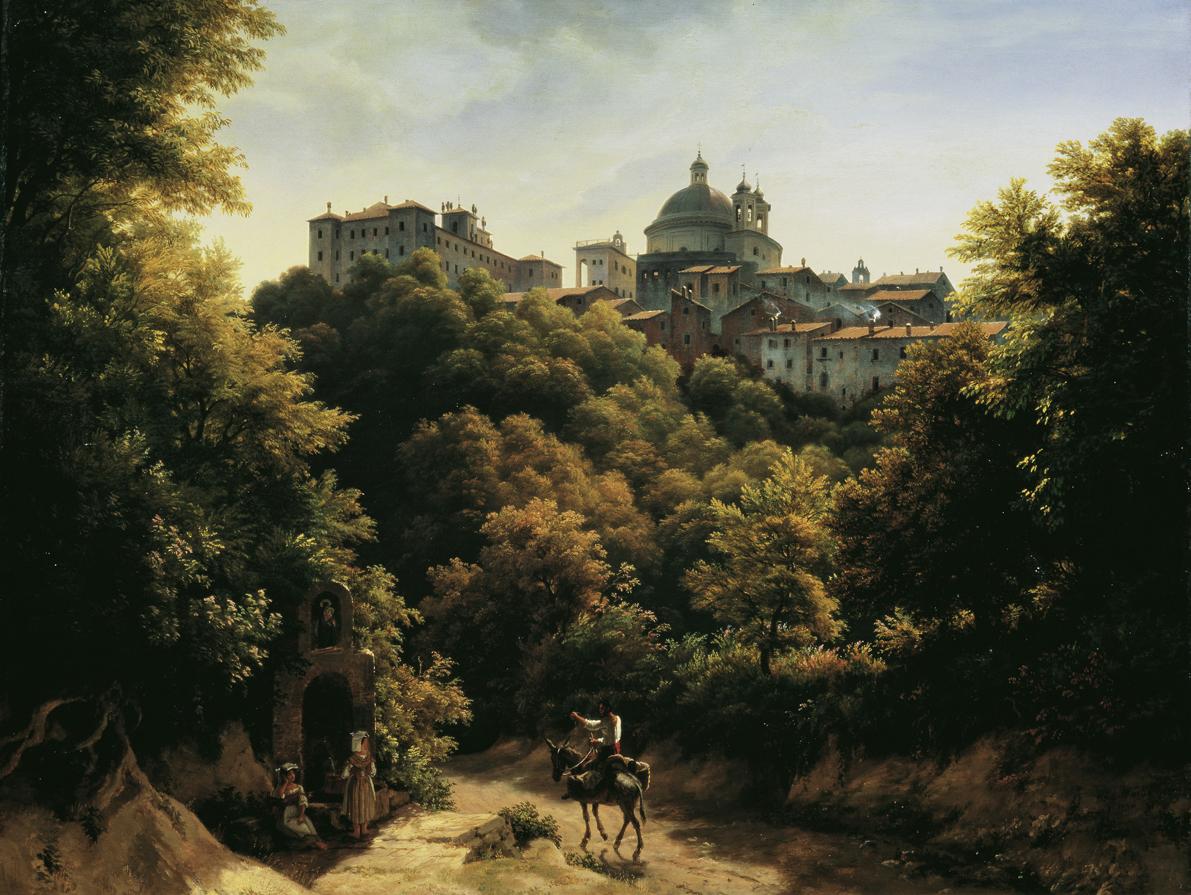 Johann Heinrich Schilbach, Ansicht von Ariccia, 1842, Öl auf Leinwand, 45 x 59 cm, Belvedere, W…