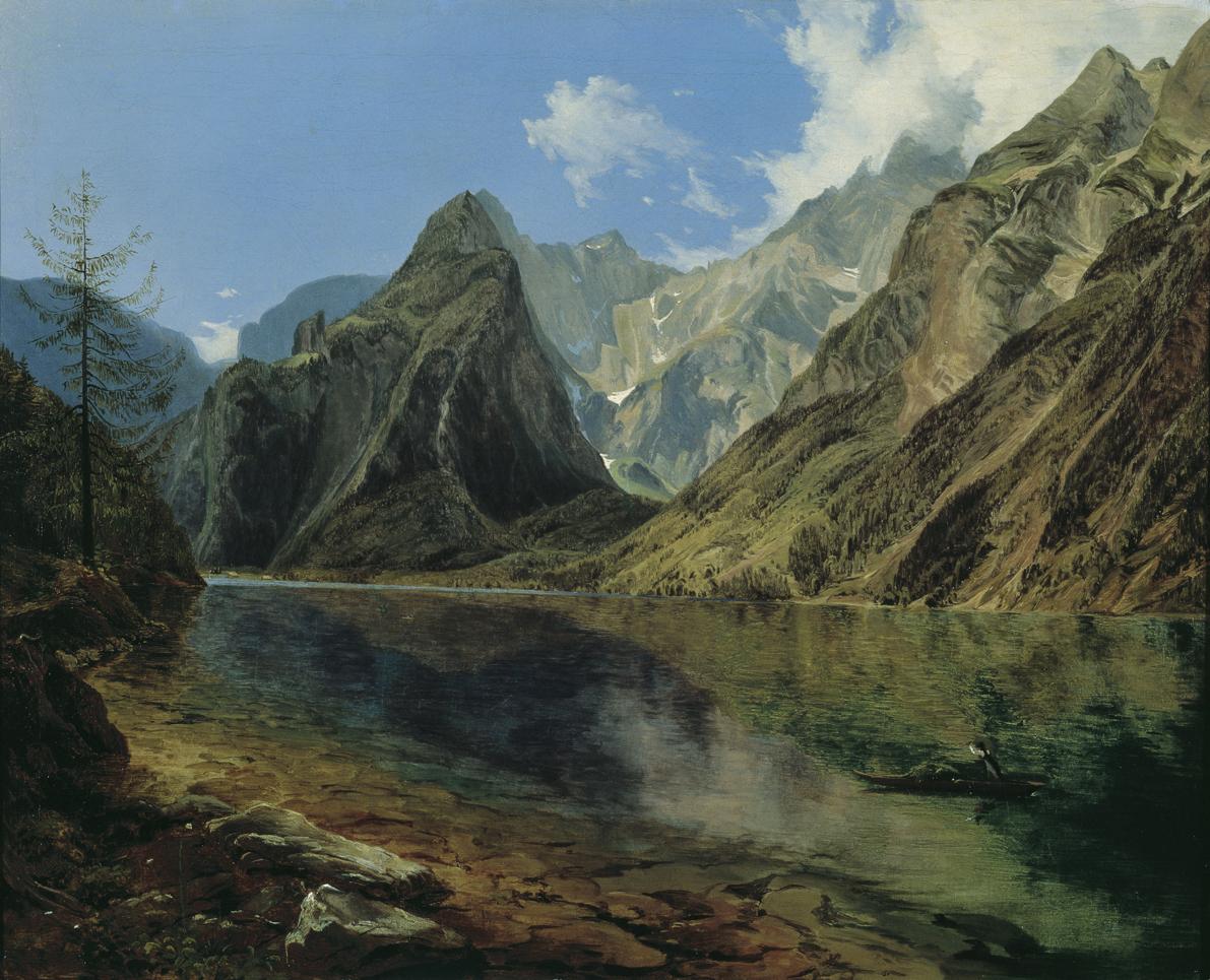 Adalbert Stifter, Der Königssee mit dem Watzmann, 1837, Öl auf Leinwand, 36 x 45 cm, Belvedere,…