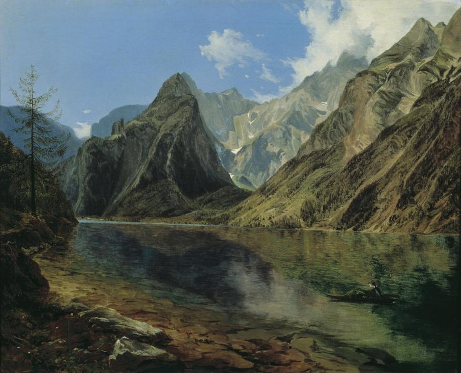 Adalbert Stifter, Der Königssee mit dem Watzmann, 1837, Öl auf Leinwand, 36 x 45 cm, Belvedere, ...