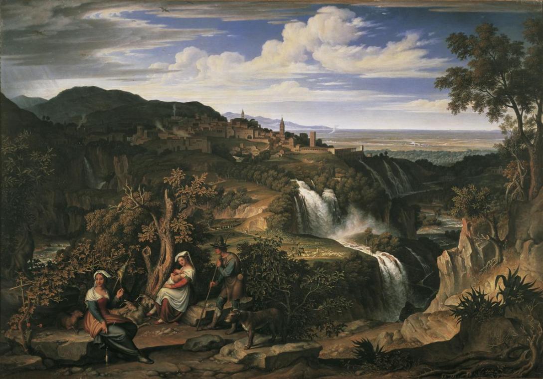 Josef Anton Koch, Die Wasserfälle von Tivoli bei Rom, nach 1818, Öl auf Leinwand, 103,5 x 148 c…