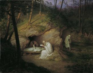 Ludwig Ferdinand Schnorr von Carolsfeld, Der tote Eremit, 1850, Öl auf Holz, 52 x 66 cm, Belved…