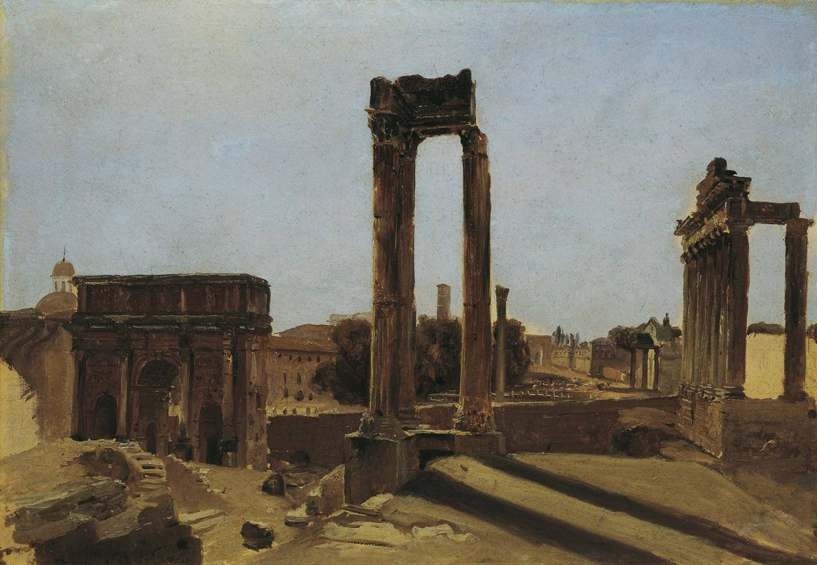 Carl Blechen, Das Forum Romanum, 1829, Öl auf Papier auf Karton, 36 x 51 cm, Belvedere, Wien, I…