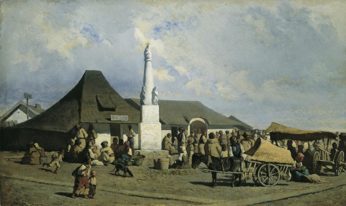 Johann Gualbert Raffalt, Marktplatz in Szolnok, Öl auf Holz, 32 x 51 cm, Belvedere, Wien, Inv.-…