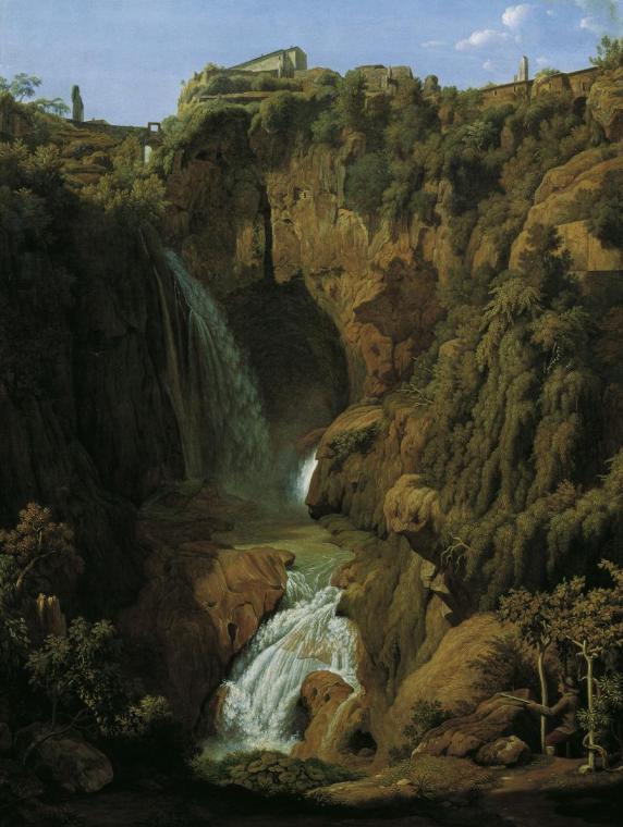 Johann Martin von Rohden, Die Neptungrotte (Wasserfall bei Tivoli), 1809, Öl auf Leinwand, 63 x…