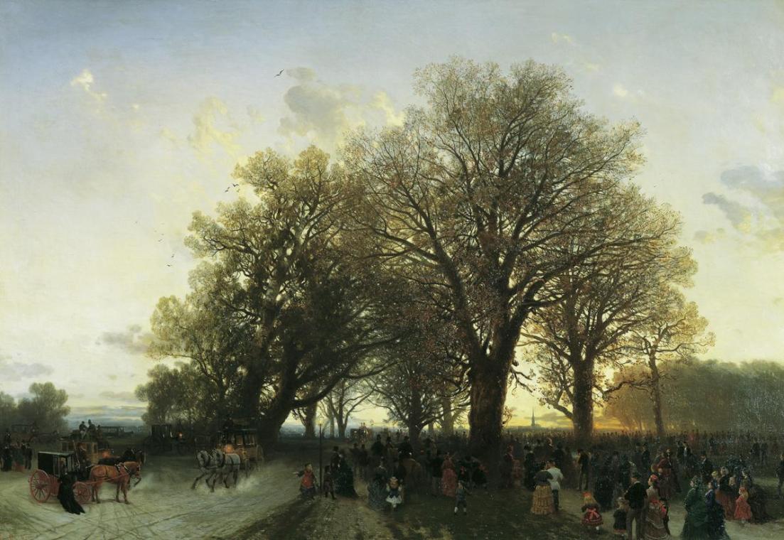 August Schaeffer von Wienwald, Auf dem Heimweg von der Weltausstellung im Wiener Prater 1873, 1 ...