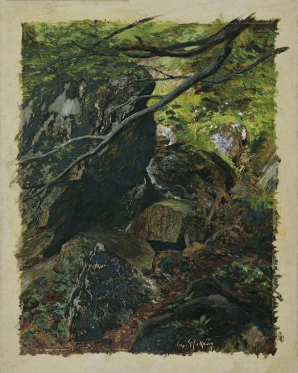 Leopold Rothaug, Felsen bei Neuburg, undatiert, Öl auf Karton, 27 × 22 cm, Belvedere, Wien, Inv…