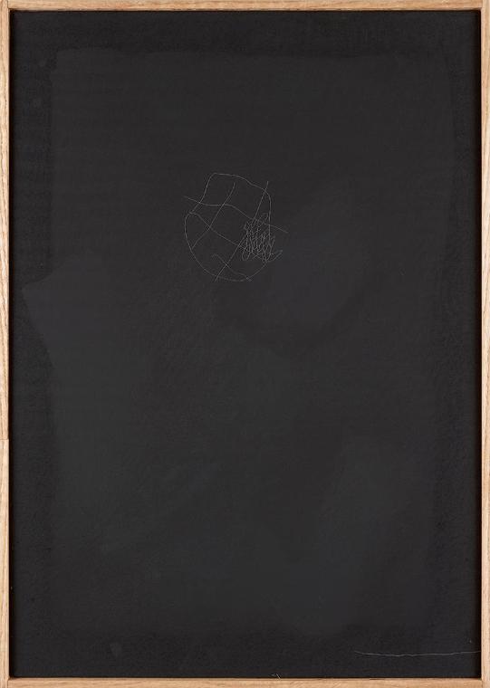 Julia Haller, Ohne Titel, 2014, Knochenleim, Kreide, Eisenoxidpigment auf Leinen, Eichenholzrah…