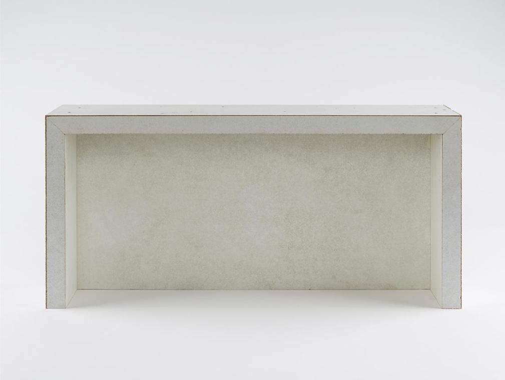 Anita Leisz, Ohne Titel, 2014, Grundierspann, Schrauben, Zinn, 1/2: 40 × 85 × 17 cm, Belvedere,…