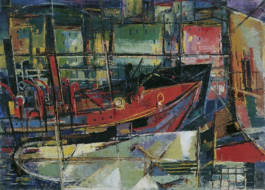 Rudolf Szyszkowitz, Hafen von Neapel, um 1955, Öl auf Leinwand, 75 x 103 cm, Belvedere, Wien, I…