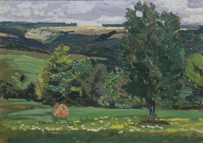 Wilhelm Legler, Landschaft in Württemberg, undatiert, Öl auf Karton, 35 x 49,5 cm, Belvedere, W…