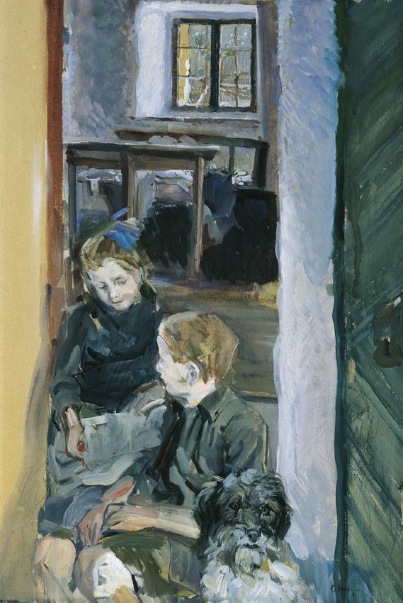 Carl Fahringer, Kinderstudie, Gouache auf Papier, 49 x 33 cm, Belvedere, Wien, Inv.-Nr. 1507