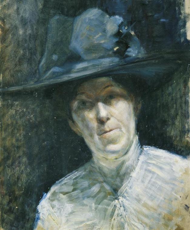 Ernestine von Hüttenbrenner, Dame mit blauem Hut, 1921, Öl auf Karton, 43,3 x 36 cm, Belvedere,…