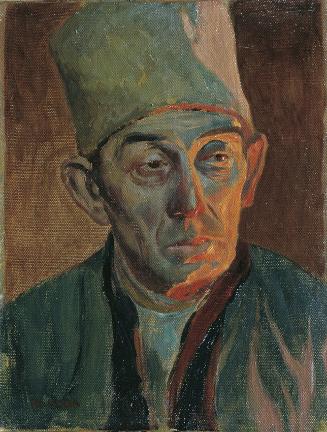 Hubert Landa, Mann mit Pelzkappe, um 1920/1930, Öl auf Leinwand auf Karton, 33,5 x 25,5 cm, Bel…