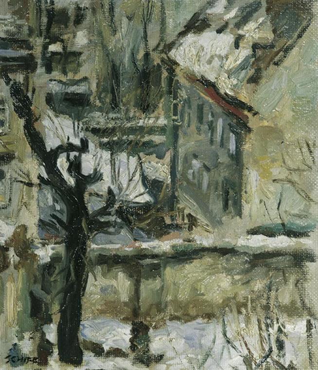 Friedrich Hermann Schiff, Blick vom Atelier, Wien, 1950, Öl auf Karton, 35 x 30 cm, Belvedere,  ...