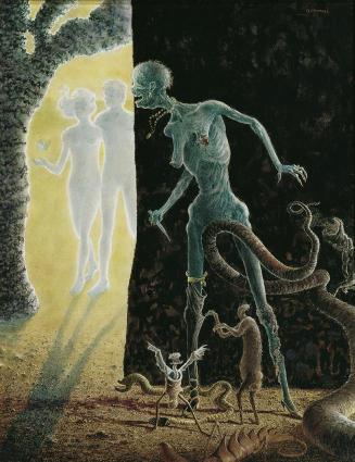 Walter Behrens, Das Unheil, 1968, Öl auf Tempera auf Homogenplatte, 38,5 x 30 cm, Belvedere, Wi…