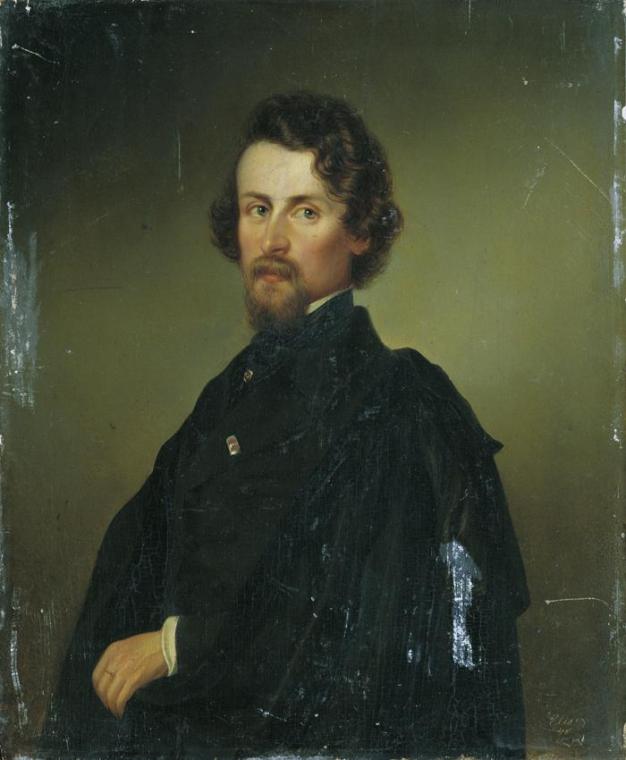 Unbekannter Künstler, Der Maler Joseph Carl Berthold Püttner (1821–1881), 1848, Öl auf Holz, 31…