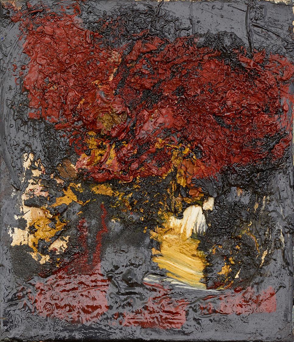 Josef Danner, Ohne Titel, 1986, Öl auf Leinwand, 38 × 34 × 6 cm, Schenkung Sammlung Ploner, Bel…