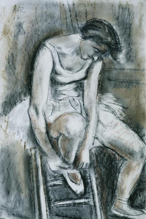 Iosif (Joseph) Iser, Balletttänzerin, 1957, Kreide auf Papier, 62 x 42,5 cm, Belvedere, Wien, I…