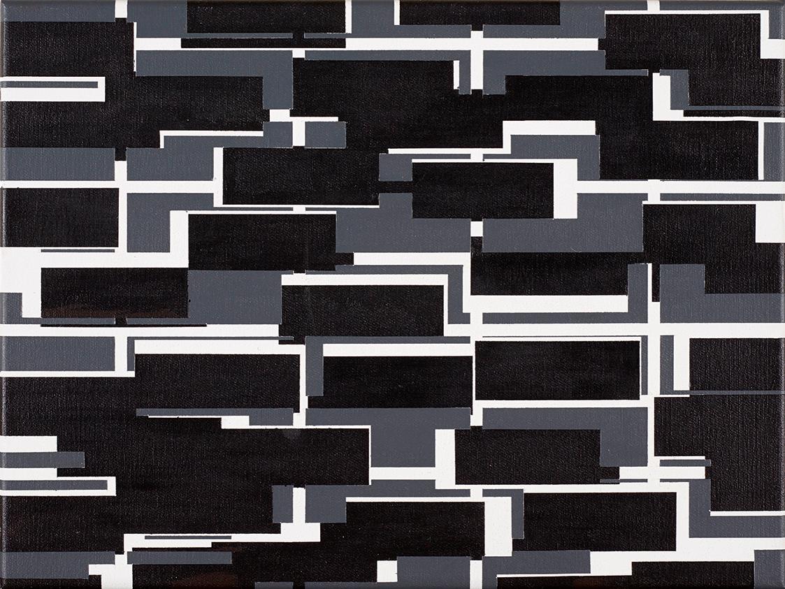Esther Stocker, Ohne Titel, 2007, Acryl auf Leinwand, ungerahmt: 30 × 40 × 2 cm, Schenkung Samm…
