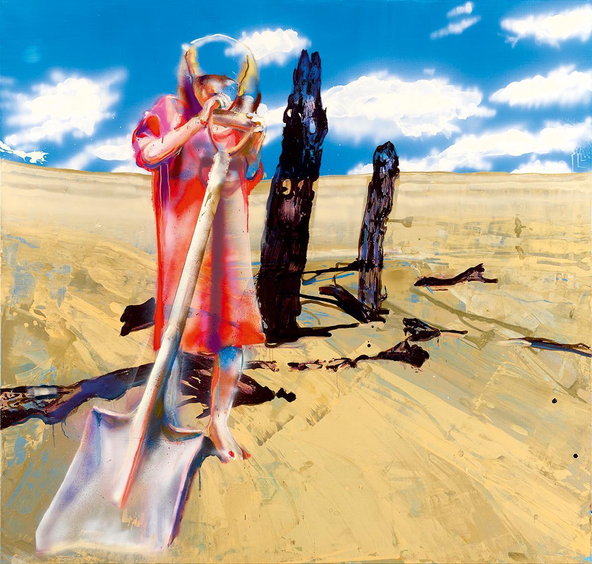 Maja Vukoje, Ohne Titel, 2005, Acryl, Sprühfarbe, Öl auf Leinwand, 200 × 210 cm, Schenkung Samm…