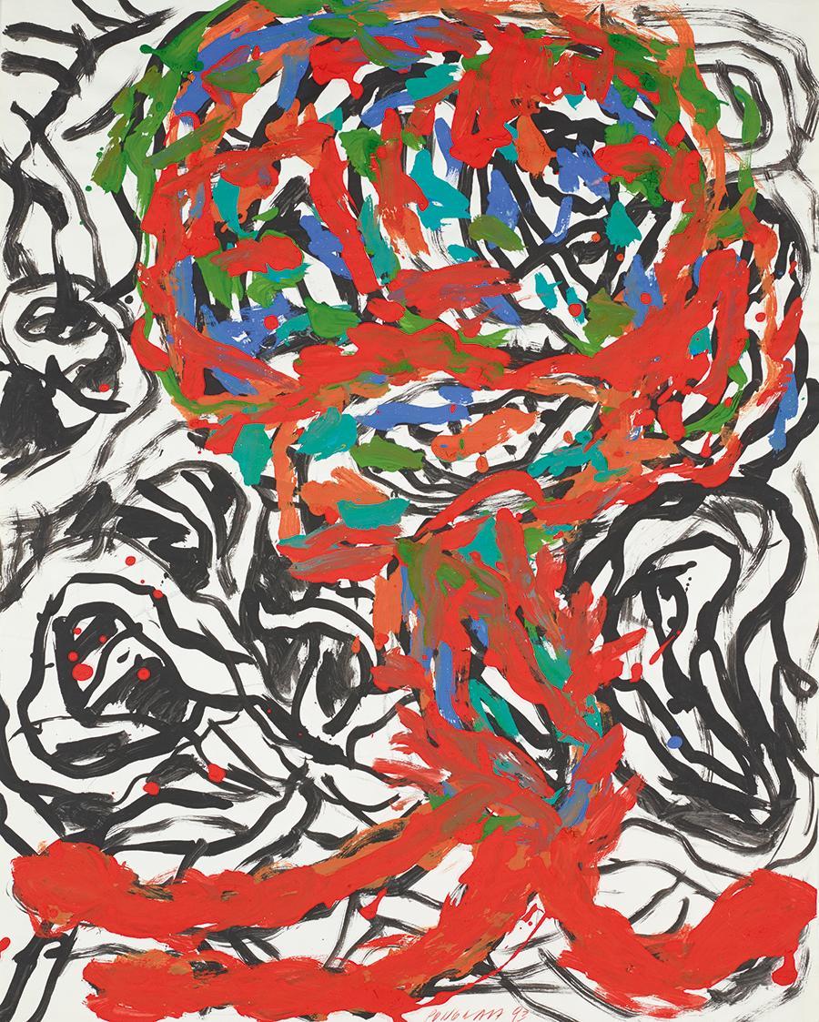 Peter Pongratz, Ohne Titel (Figur), 1993, Gouache auf Papier, 75 × 60 cm, Schenkung Sammlung Pl…
