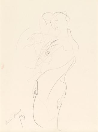Herwig Zens, Männliches Aktmodell, 1997, Bleistift auf Papier, 40 × 29,7 cm, Schenkung Sammlung…