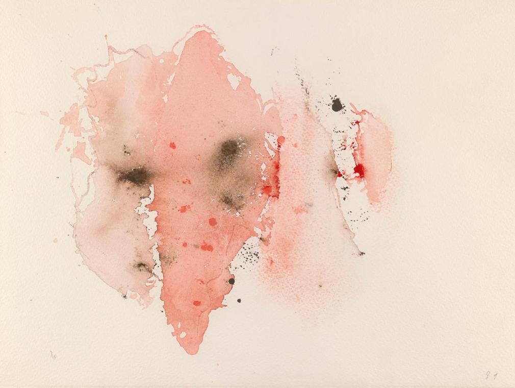 Henri Michaux, MP 525, 1981, Aquarell auf Papier, 20 × 30 cm, Schenkung Sammlung Ploner, Belved ...