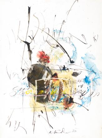 Hans Staudacher, Abstrakt mit kräftigeren Farben, 1983, Gouache auf Papier, 70 × 60 cm, Schenku…