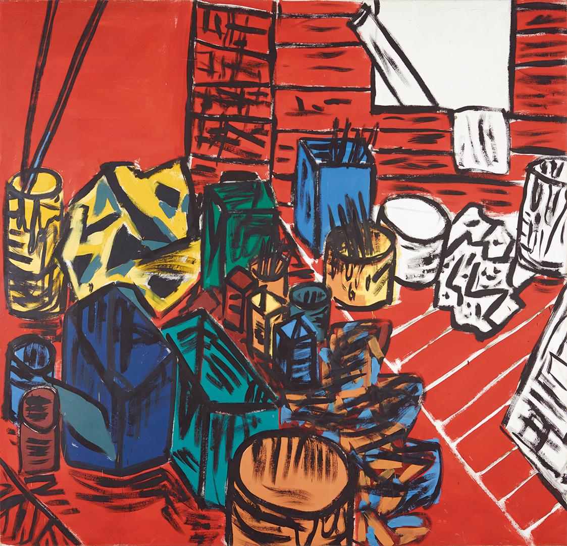 Hubert Schmalix, Roter Boden, 1979, Öl auf Leinwand, ungerahmt: 250 × 260 × 3,5 cm, Belvedere, …