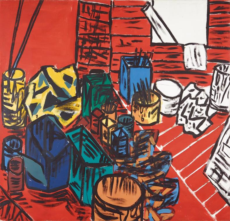 Hubert Schmalix, Roter Boden, 1979, Öl auf Leinwand, ungerahmt: 250 × 260 × 3,5 cm, Belvedere, …