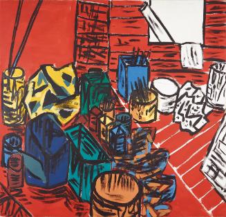 Hubert Schmalix, Roter Boden, 1979, Öl auf Leinwand, ungerahmt: 250 × 260 × 3,5 cm, Belvedere, …