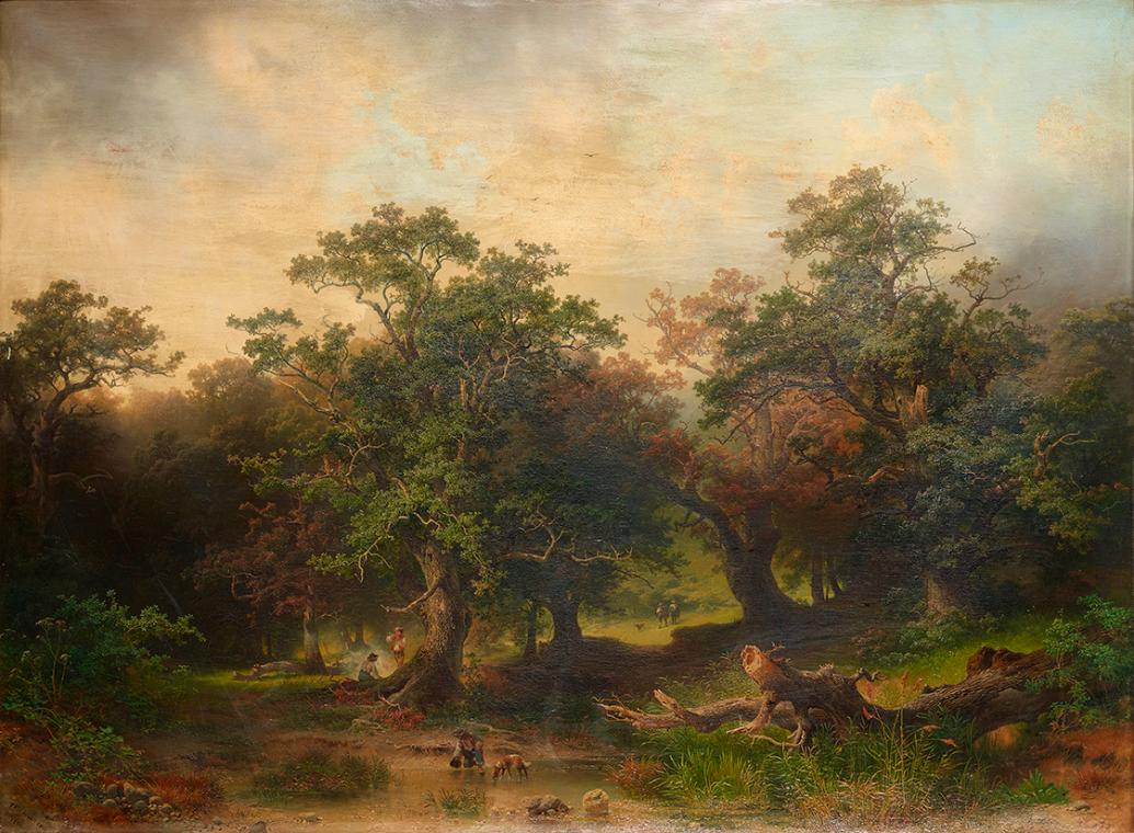 Josef Holzer, Waldlandschaft, 1859, Öl auf Leinwand, 115 x 156 cm, Belvedere, Wien, Inv.-Nr. 25