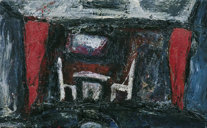 Karl Anton Wolf, Kleines Café, 1955, Öl auf Leinwand, 31 x 50 cm, Belvedere, Wien, Inv.-Nr. 599…