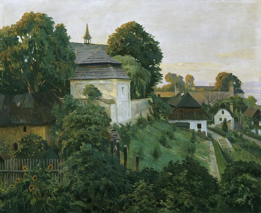 Hubert Landa, An der Klostermauer in Opocno (früher auch Opocen; deutsch Opotschno), Tschechien…