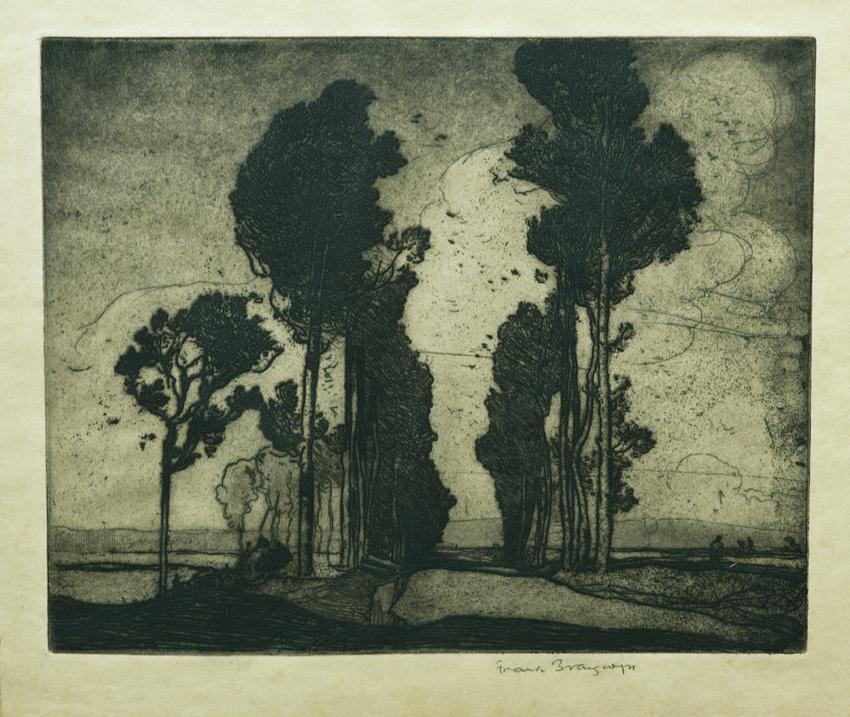 Frank Brangwyn, Straße in Picardy, vor 1909, Radierung, 39,5 x 45 cm, Belvedere, Wien, Inv.-Nr. ...