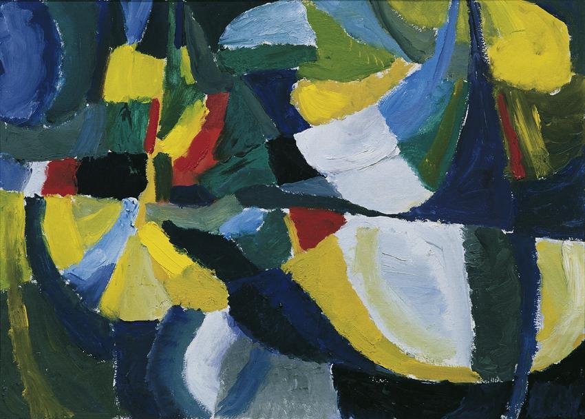 Lucia Kellner, Spiegelung, 1964, Öl auf Karton, 35,5 x 49,5 cm, Artothek des Bundes, Dauerleihg ...