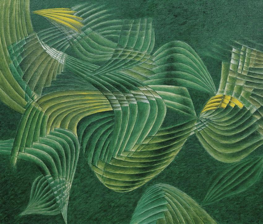 Herbert Bayer, Foliage, 1949, Öl auf Leinwand, 58,5 x 68,5 cm, Belvedere, Wien, Inv.-Nr. 8823