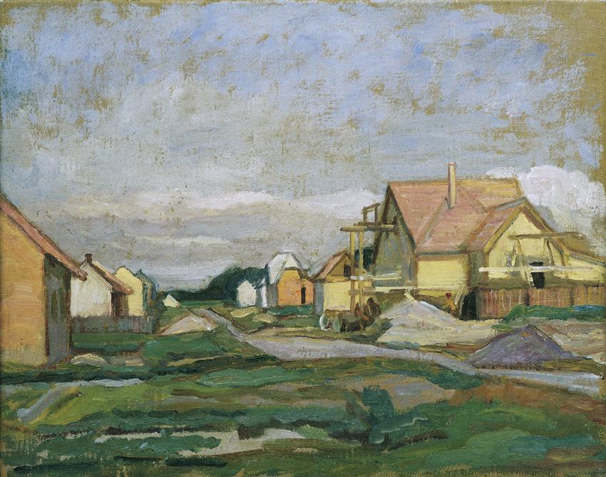 Johanna Kampmann-Freund, Vorortesiedlung, undatiert, Öl auf Leinwand, 35 x 43 cm, Belvedere, Wi…