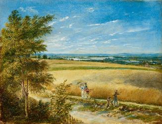 Carl Agricola, Die Donau mit der alten Reichsbrücke, 1822, Öl auf Karton, 18 x 22,5 cm, Belvede…