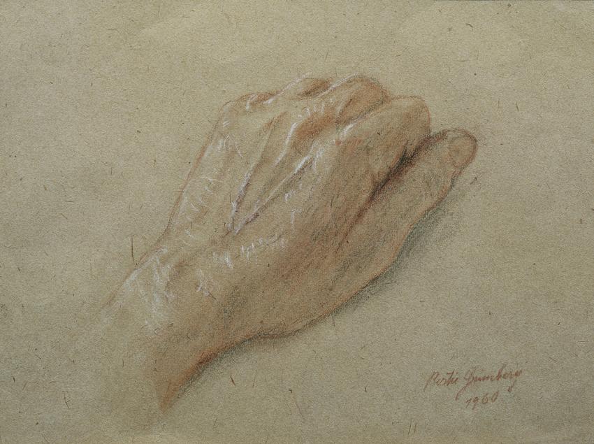 Berta Friederike Grünberg, Linke Hand, 1960, Kreide auf Papier, 17,5 x 23,5 cm, Belvedere, Wien…