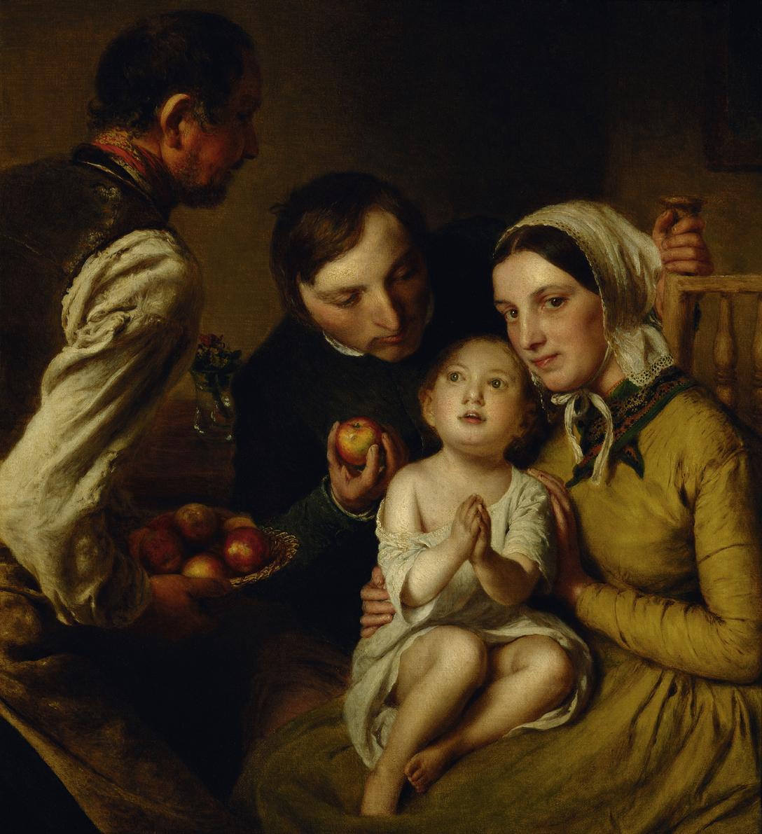 Johann Baptist Reiter, Das Bittenlernen (Familie Reiter), um 1850, Öl auf Leinwand, 39,2 x 36 c ...