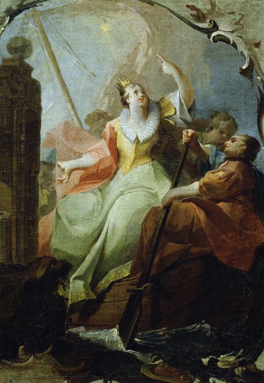 Franz Sigrist d. Ä., Die heilige Ursula, 1754, Öl auf Papier, auf Leinwand aufgezogen, 30 x 21,…