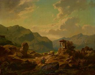 Carlo Brioschi, Gebirgslandschaft mit See, um 1857, Öl auf Leinwand, 32 × 40 cm, Belvedere, Wie…