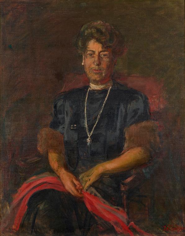 Rudolf Zeileissen, Burgschauspielerin Rosa Albach-Retty, undatiert, Öl auf Leinwand, 100 × 80 c…